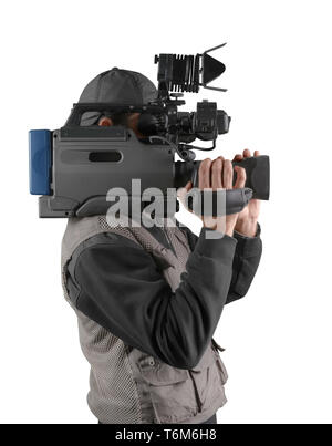 Professionelle TV Kameramann Stockfoto