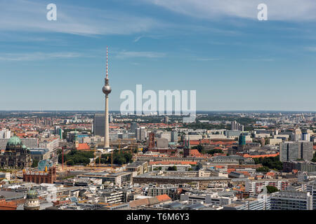 Aerial Stadtbild mit Fernsehturm Berlin, Deutschland Stockfoto