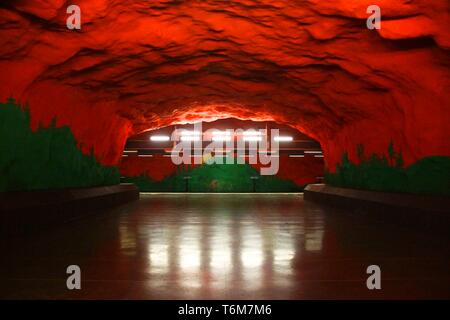 Solna Centrum Station der U-Bahn in Stockholm. Stockfoto