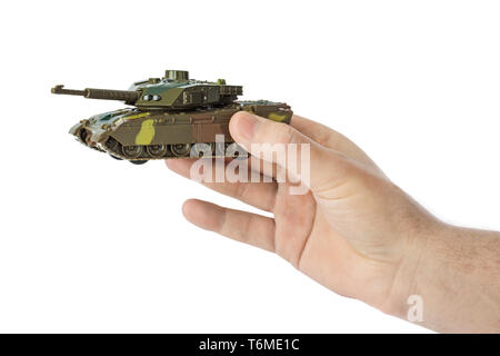 Hand mit Panzer Stockfoto