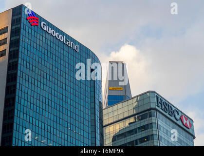 Unternehmenszentrale von Guocoland, Maybank und HSBC in der Innenstadt von Singapur. Stockfoto