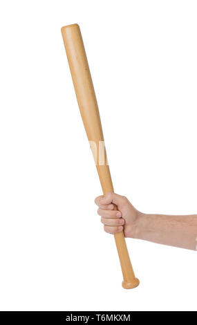 Hände mit Baseballschläger Stockfoto