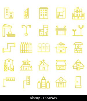 Eingestellt von Gebäude und Immobilien Stadt Vektor-illustration Symbols. Editierbare strich und Farbe Stock Vektor