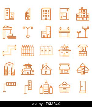 Eingestellt von Gebäude und Immobilien Stadt Vektor-illustration Symbols. Editierbare strich und Farbe Stock Vektor