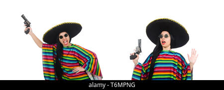 Mexikanische Frau in lustige Konzept auf weiß Stockfoto