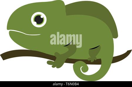 Ein großer Chamäleon, die grüne Farbe, die auf dem Baum Vektor Farbe, Zeichnung oder Abbildung geändert hat Stock Vektor