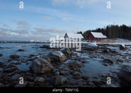 Natturi Dorf im Winter Stockfoto