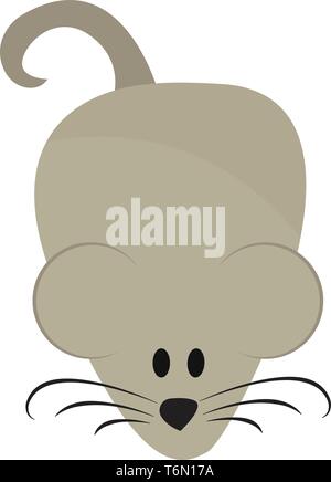 Cartoon graue Maus liegen auf der Oberfläche mit den Augen hat einen spitzen Schnauze schwarze Nase große Ohren und einem langen schwarzen Schwanz vector Farbe, Zeichnung oder illustr Stock Vektor