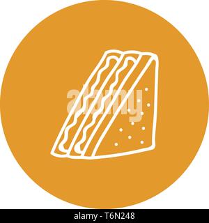 Skizze eines weißen Sandwich, bestehend aus zwei Stücke Brot mit einer Füllung zwischen ihnen ist lecker und köstliche vector Farbe, Zeichnung oder Illu Stock Vektor