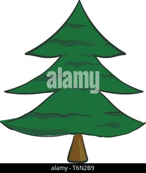 Clipart einer verbreiteten Nadelwälder grüner Baum mit einem unverwechselbaren konischen Form hängende Kegel und einen kleinen braunen Stamm sieht niedlich Vektor col Stock Vektor