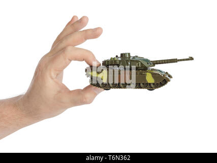 Hand mit Panzer Stockfoto