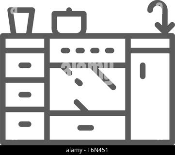 Vektor Herd, Möbel für Küche Symbol Leitung. Stock Vektor