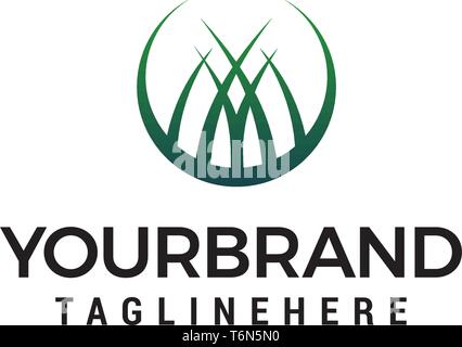 Gras Logo Design Konzept Vorlage Vektor Stock Vektor