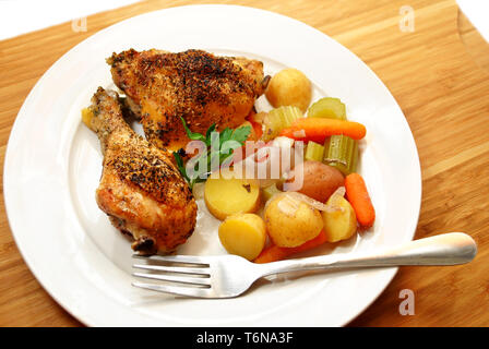 Gebratenes Huhn Abendessen Stockfoto
