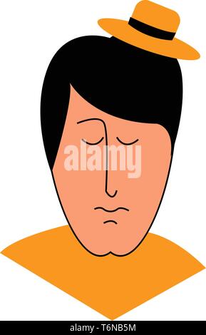 Ein trauriger junger Mann mit wenig orange Hut vector Farbe, Zeichnung oder Abbildung Stock Vektor