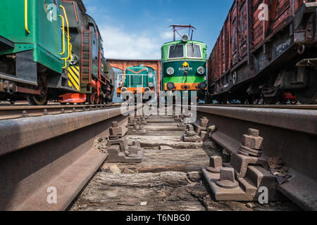 Alte Lokomotiven in den Transport Museum Stockfoto