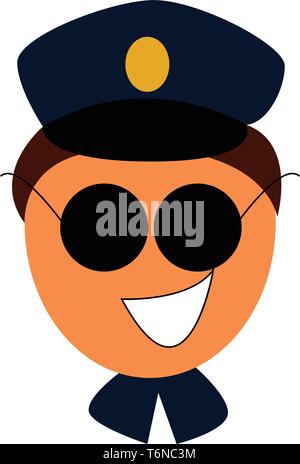 Eine intelligente Polizisten mit blauen Hut und schwarzen Kühler vector Farbe, Zeichnung oder Abbildung Stock Vektor