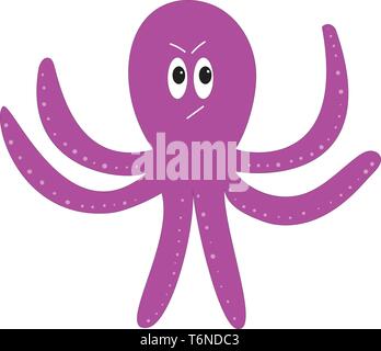 Gemälde von einem braunen Octopus mit Regenschirm-förmige Glocken und nachgestellte Tentakeln äußert Zorn vector Farbe, Zeichnung oder Abbildung Stock Vektor