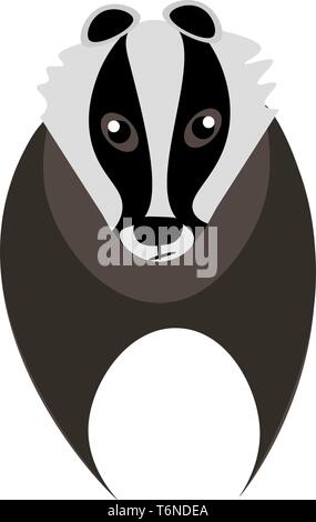 Eine stark gebaute Allesfresser nächtliche Säugetier mit einem länglichen Weasel - wie Kopf kleine schwarze Ohren und grau und schwarz gefärbten Fell vector Farbe drawi Stock Vektor