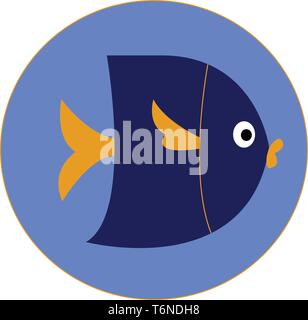Minimalistischer Zeichnung von einem regelmäßigen Muster der blaue Fisch mit gespaltener Red Tail weißen Schuppen und ovale Flossen vector Farbe, Zeichnung oder Illu Stock Vektor