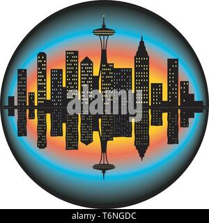 Seattle Skyline Vector Illustration Stock Vektor