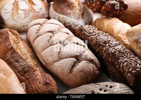 Frisch gebackenes Brot Produkte, Nahaufnahme Stockfoto