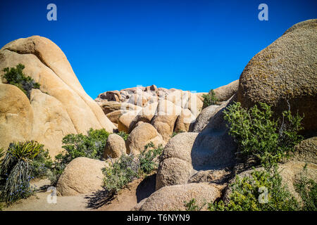 Balancing wüste Felsen in Joshua National Park, Kalifornien Stockfoto