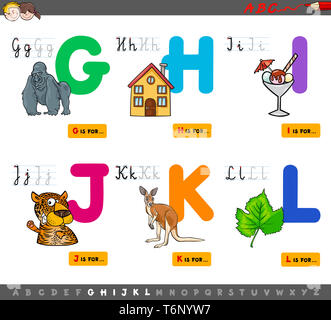 Pädagogische cartoon Alphabet mit Tieren Stockfoto