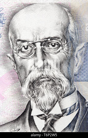 Tomas Garrigue Masaryk Portrait von Tschechischen Geld Stockfoto