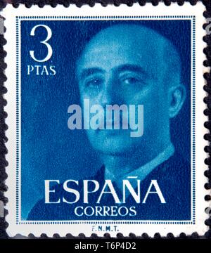 Francisco Franco, 1892-1975, spanischer General und Politiker und Spanisch Militärdiktator, Porträt auf einer spanischen Stempel, Schweden Stockfoto