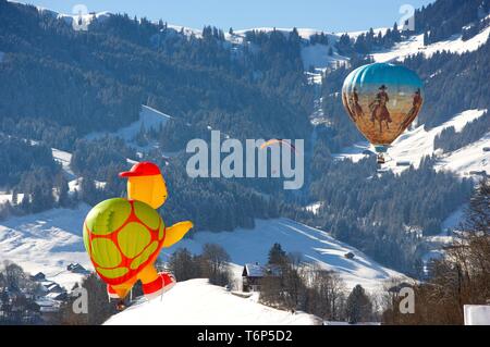 Speziell Heißluftballon, Montgolfiade 2009 in Chateau d'Oex, Schweiz, Europa Stockfoto
