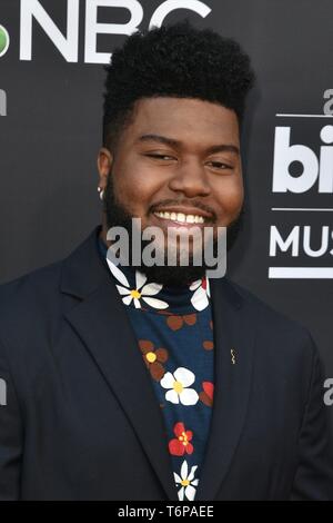 Las Vegas, USA. 01 Mai, 2019. LAS VEGAS, NV-Mai 1: Khalid am 2019 Billboard Music Awards im MGM Grand Garden Arena am 1. Mai 2019 in Las Vegas, Nevada. Credit: Imagespace/Alamy leben Nachrichten Stockfoto