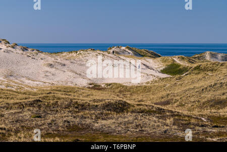 Hvide Sande, Dänemark. 19 Apr, 2019. Die Dünen in der Nähe des Leuchtturms Lyngvig Fyr. Foto: Patrick Pleul/dpa-Zentralbild/ZB/dpa/Alamy leben Nachrichten Stockfoto