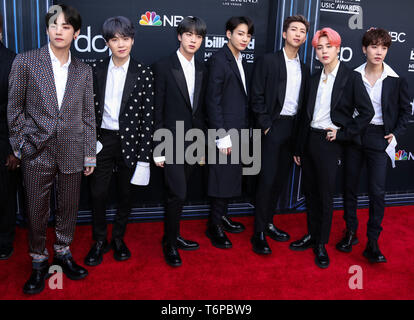 Las Vegas, USA. 01 Mai, 2019. LAS VEGAS, Nevada, USA - Mai 01: J - Hoffnung, V, Jungkook, Jimin, Suga, Jin und RM von BTS kommen an der 2019 Billboard Music Awards im MGM Grand Garden Arena am 1. Mai 2019 in Las Vegas, Nevada, USA. (Foto von Xavier Collin/Image Press Agency) Quelle: Bild Presse Agentur/Alamy leben Nachrichten Stockfoto