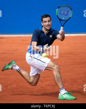 München, Deutschland. 02 Mai, 2019. Tennis ATP: - Tour - München, singles, Männer, 2. Runde: Pella (Argentinien) - Daniel (Japan). Guido Pella in Aktion. Credit: Sven Hoppe/dpa/Alamy leben Nachrichten Stockfoto