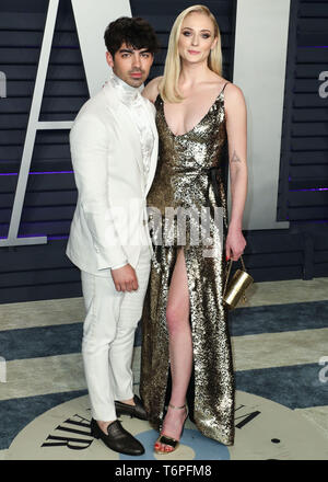 (Datei) zum 2. Mai 2019. Joe Jonas und Sophie Turner erhalten in der überraschung Vegas Zeremonie verheiratet. Foto: BEVERLY HILLS, Los Angeles, CA, USA - 24. Februar: Joe Jonas und Freundin/Schauspielerin Sophie Turner am 2019 Vanity Fair Oscar Partei kommen im Wallis Annenberg Center für Darstellende Künste am Februar 24, 2019 in Beverly Hills, Los Angeles, Kalifornien, Vereinigte Staaten. (Foto von Xavier Collin/Image Press Agency) Quelle: Bild Presse Agentur/Alamy leben Nachrichten Stockfoto