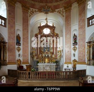 Innenraum der barocken Kirche der Heiligen Dreifaltigkeit in Kappl, in der Nähe von Waldsassen, Bayern, Deutschland, Europa Stockfoto