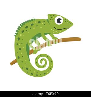 Vektor niedlichen Afrikanische Tier. Chamäleon. Lustige Zeichen für Kinder. Stock Vektor