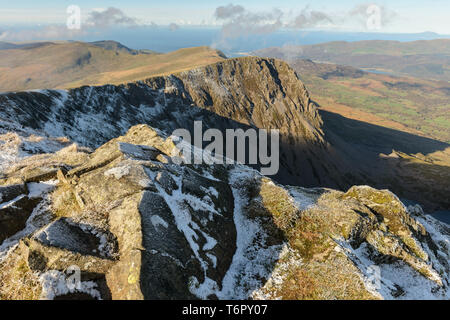 Cyfrwy, einer Tochtergesellschaft Gipfel des Cadair Idris in Snowdonia. Stockfoto