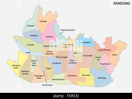 Administrative und politische Karte von der indonesischen Stadt Bandung Stock Vektor