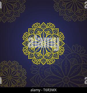 Islamische Blume Mandala mit gelber Farbe und verlaufshintergrund. Kann für malbuch Seite verwenden. Mandala mit Stil Islam, arabischen, indischen, marokkanischen Stock Vektor