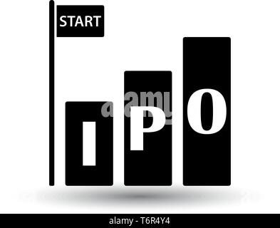 Ipo-Symbol. Schwarz auf weißem Hintergrund mit Schatten. Vector Illustration. Stock Vektor