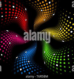 3d abstrakt dynamische Regenbogen Hintergrund auf Schwarz Stock Vektor