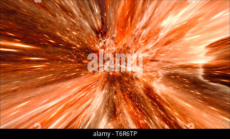 Interstellare, Zeitreisen und hyper Jump im Raum. Fliegen durch Wurmloch Tunnel oder abstrakte energy Vortex. Singularität, Gravitationswellen und spac Stockfoto