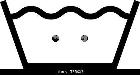 Im warmen Wasser waschen Kleidung pflege Symbole Waschen Konzept Wäscheservice zeichen Symbol Farbe schwarz Vector Illustration Flat Style simple Image Stock Vektor