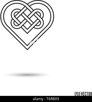 Celtic Lovers Knot, verflochten Herzförmige unendliche Schleife struktursymbol Vector Illustration Stock Vektor