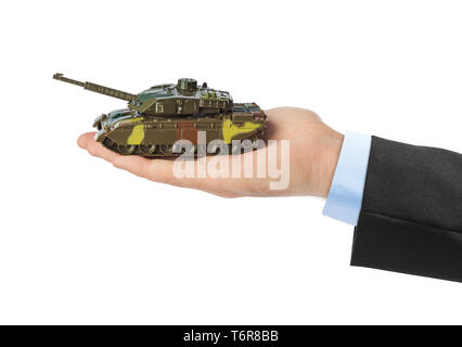 Hand mit Panzer Stockfoto