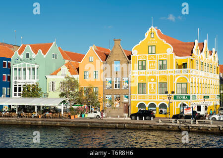 Penha Gebäude, koloniale Gebäude an der Wasserfront, Willemstad, Curacao, Willemstad, Curaçao Stockfoto
