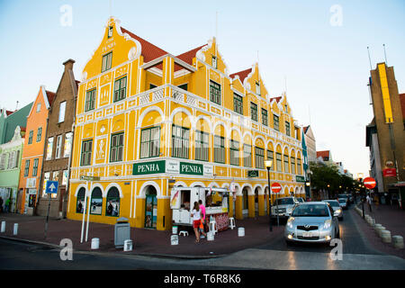 Penha Gebäude, koloniale Gebäude an der Wasserfront, Willemstad, Curacao, Willemstad, Curaçao Stockfoto