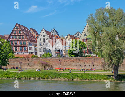 Blick über die Donau nach Ulm Stockfoto